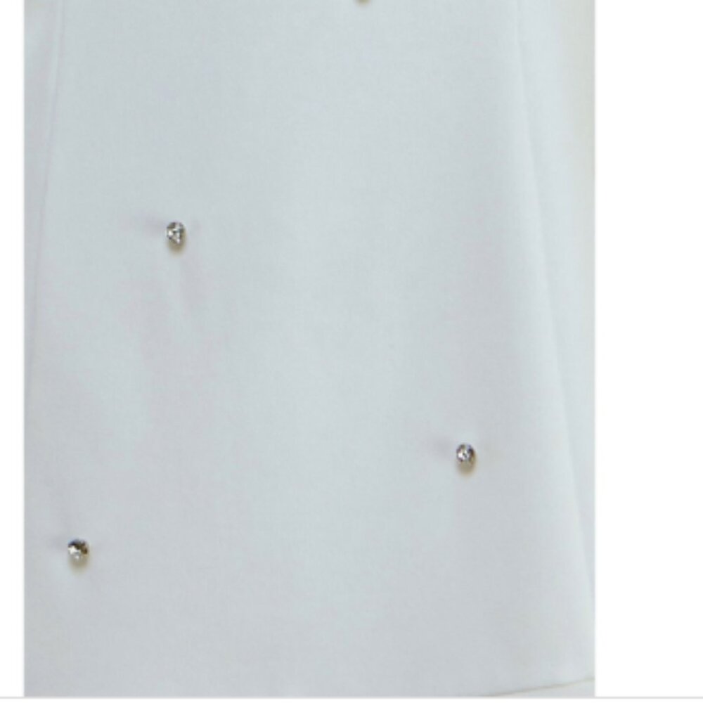 Crystal Doll Juniors' Puff-Sleeve Rhinestone-Trim Dress - White - Picture 3 of 4
